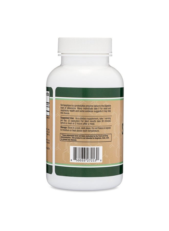 Double Wood Supplements - Serrapeptase 240000 Spu Max Potency (120 Vegan Capsules) Proteolytic Enzymes For Sinus Respiratory And Joint Health (Manufactured And Tested In The Usa Gluten Free Vegetarian Safe) By Double Wood - Image 1