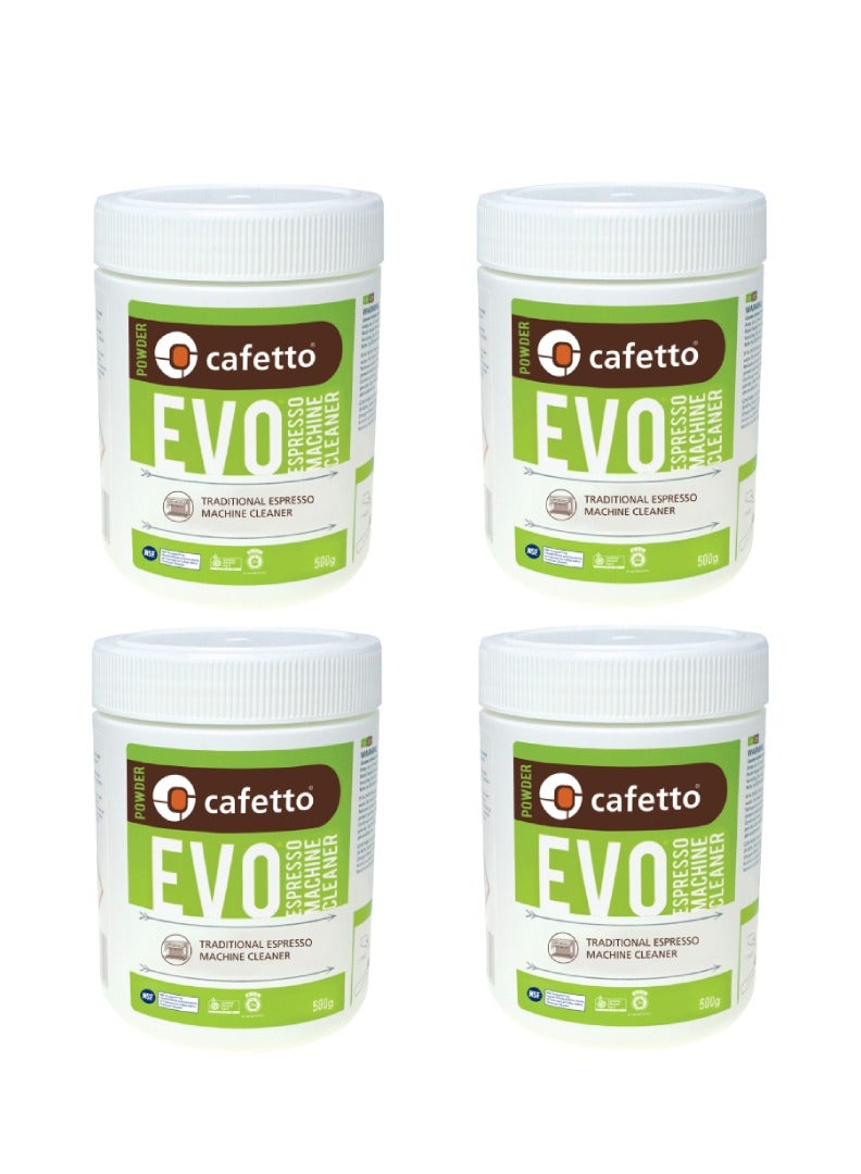 CAFETTO EVO Organic Espresso Machine Cleaner, Powder Cleaner for Traditional Espresso Machine - 500 grams per jar - Pack of 4,  - Image 1