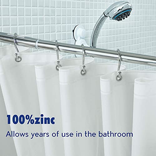 UNCONSIL Metal Shower Curtain Hooks，Set of 12 Rings，Rust Resistant S Shaped Hooks Hangers for Shower Curtains, Kitchen Utensils, Clothing, Towels, etc. (Chrome) - Image 2