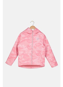 Toddlers Girl Long Sleeve Brand Logo Hoodie, Pink