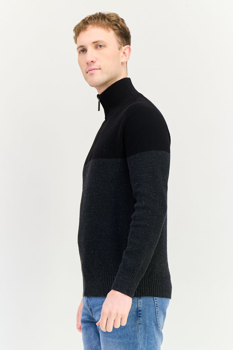 Celio Men High Neck Two Tone Sweater, Multicolor - Image 2