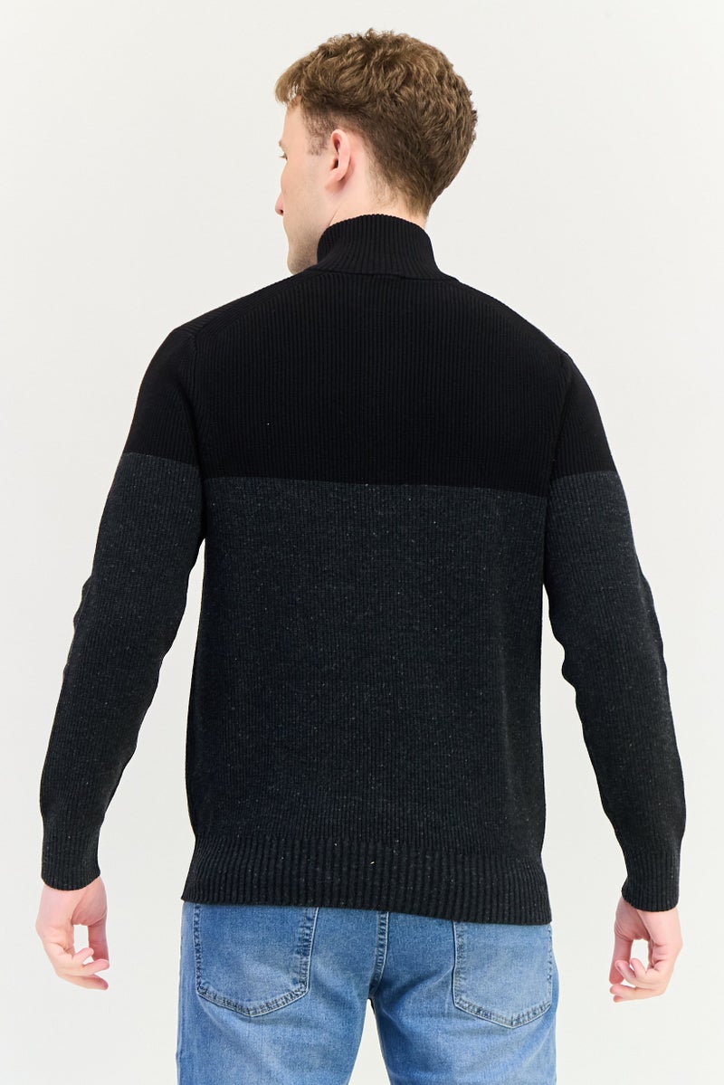 Celio Men High Neck Two Tone Sweater, Multicolor - Image 4