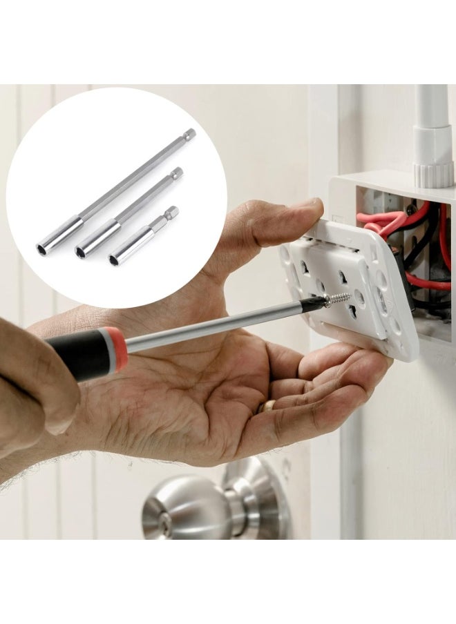 Magnetic Bit Extension Set: 3 Pieces Hex Drill Bits Long Electric Screwdriver Driver Bit Impact Bit Holder for Socket Adapters Automotive Maintenance Mechanics Household Use Repair Work