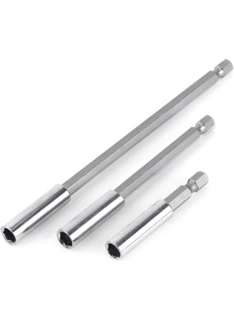 Magnetic Bit Extension Set: 3 Pieces Hex Drill Bits Long Electric Screwdriver Driver Bit Impact Bit Holder for Socket Adapters Automotive Maintenance Mechanics Household Use Repair Work