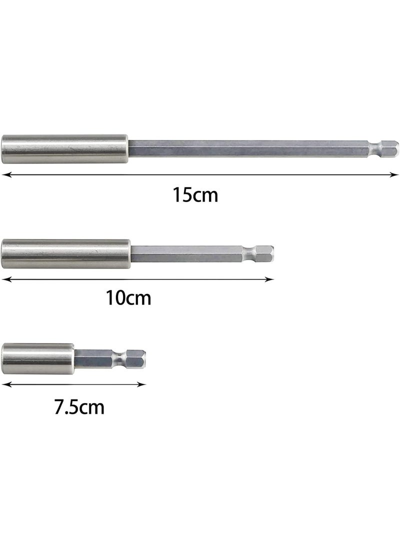 Magnetic Bit Extension Set: 3 Pieces Hex Drill Bits Long Electric Screwdriver Driver Bit Impact Bit Holder for Socket Adapters Automotive Maintenance Mechanics Household Use Repair Work