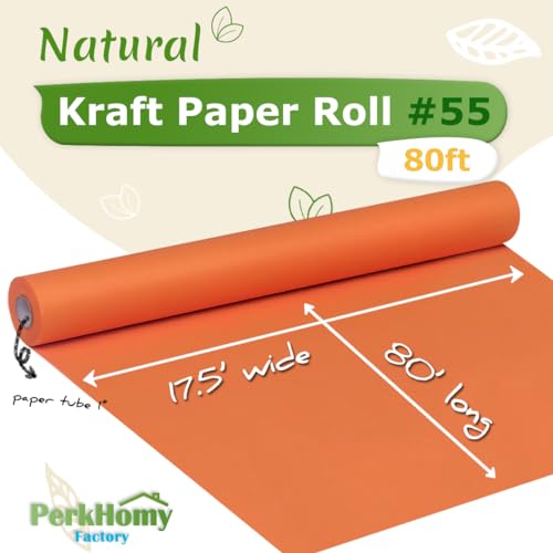PH PERKHOMY PerkHomy OrangeRed Kraft Paper Roll 17.5" x 960" (80') for Gift Wrapping Bouquet Flower Art Painting Craft Writing Packaging Shipping 80GSM 55LB (OrangeRed, 17.5" x 80') - Image 2