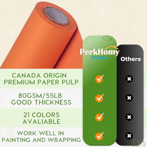 PH PERKHOMY PerkHomy OrangeRed Kraft Paper Roll 17.5" x 960" (80') for Gift Wrapping Bouquet Flower Art Painting Craft Writing Packaging Shipping 80GSM 55LB (OrangeRed, 17.5" x 80') - Image 3