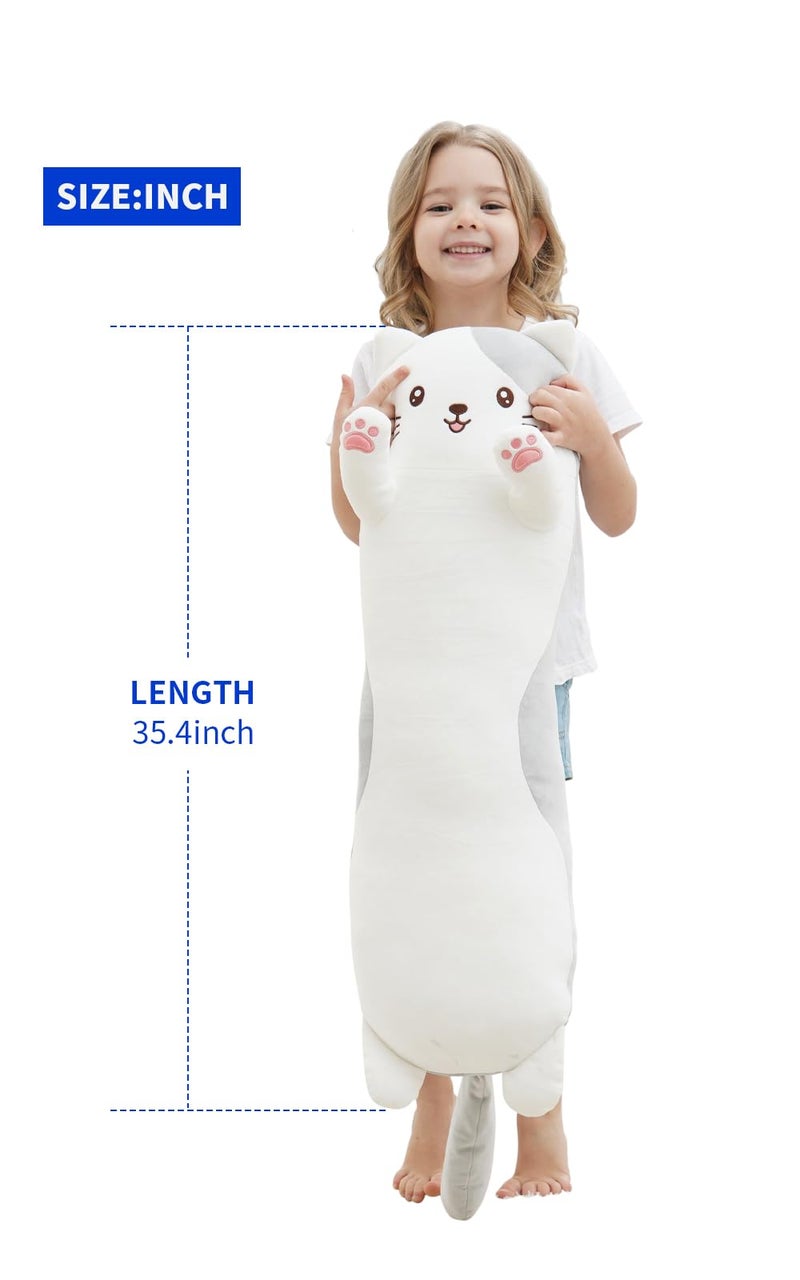Dalmao 35.4" Cat Stuffed Animal, Soft Long Pillow Doll Cute Cartoon Kitten Plush Hugging Pillow Plushies Toy Gift for Kids, Girls, Halloween, Christmas, Thanksgiving, Birthdays - Image 2