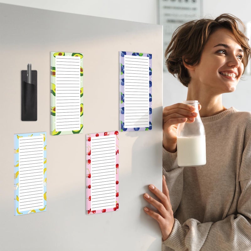 Thboxes 4 Pack Magnetic Note Pad for Fridge, Totally 200 Sheets Grocery List Magnet Pad for Refrigerator Magnetic Shopping List Pad with Pen Holderï¼ˆFruit Designï¼‰ - Image 5