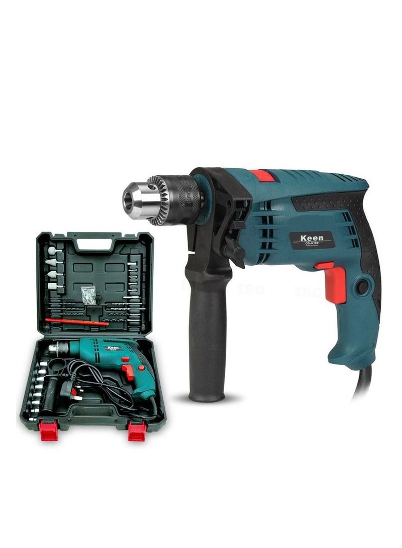 Keen 29-Piece 600W Impact Drill Kit, 13mm Chuck, 3000 RPM Electric Power Drill with Bits & Accessories, Carrying Case for Wood, Metal, Concrete & DIY - Image 4