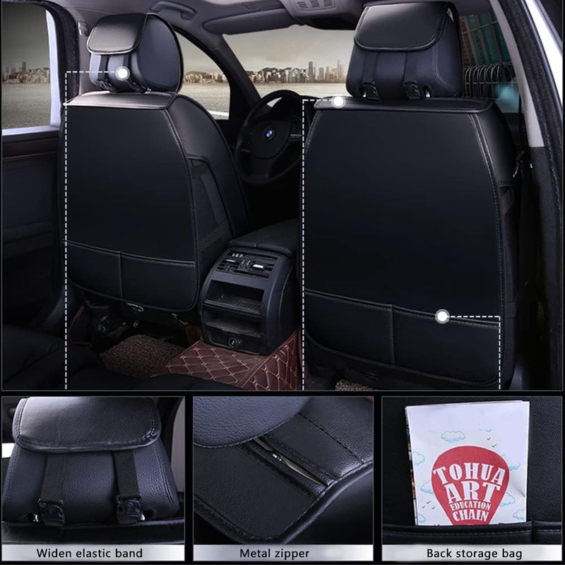 otoez Universal Leather Car Seat Covers Full Set - Black and Red - Image 5