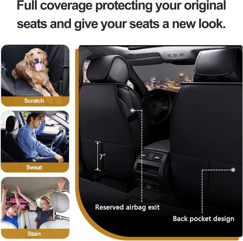 otoez Universal Leather Car Seat Covers Full Set - Black and Red - Image 3