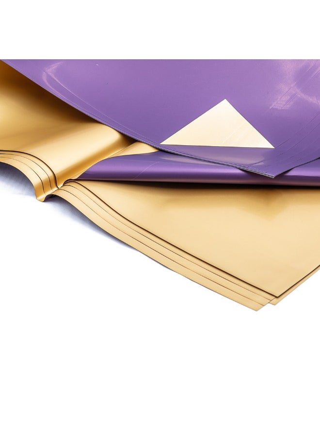 Gulf Flowers Purple Double-Sided Gold Wrapping Film – 63 Micron, 20pcs, 58cm x 58cm, Purple 