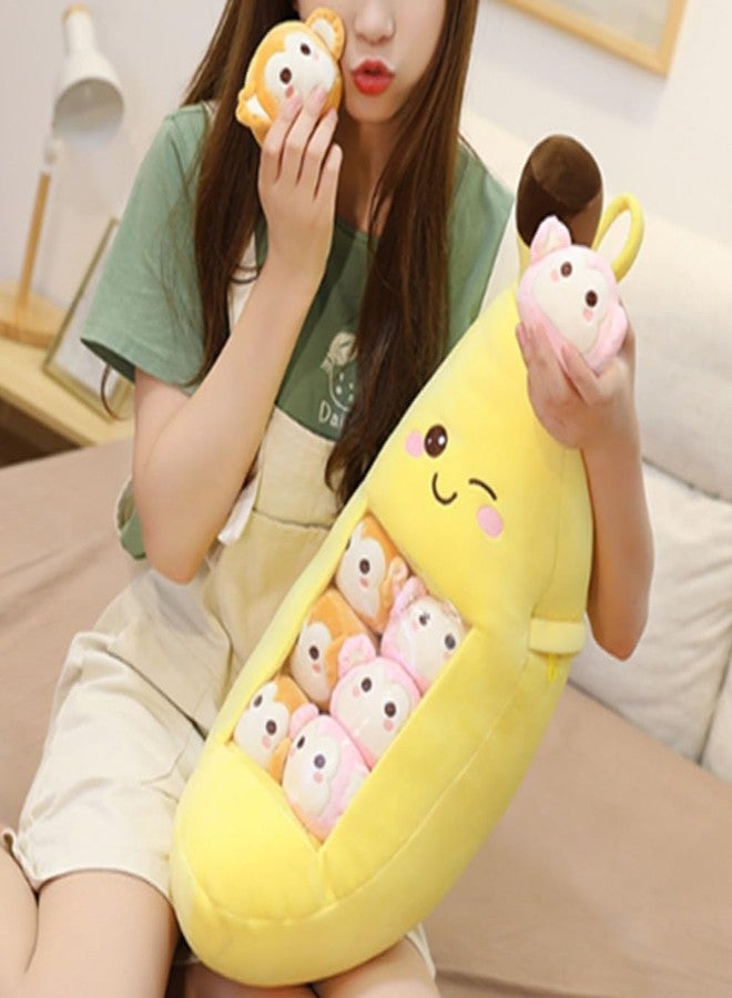 OUKEYI Banana Throw Pillow Fruit Stuffed Toys Banana Plush Pillow Removable Fluffy Creative Gifts for Kids,Kawaii Banana Plush toy Halloween Christmas Decorative Doll Toy Gift - Image 3