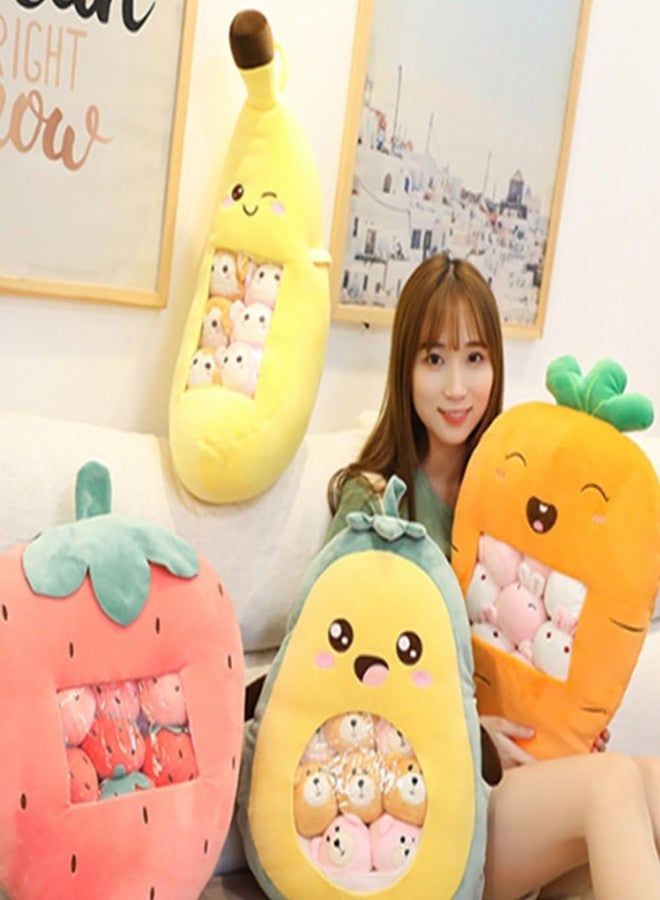 OUKEYI Banana Throw Pillow Fruit Stuffed Toys Banana Plush Pillow Removable Fluffy Creative Gifts for Kids,Kawaii Banana Plush toy Halloween Christmas Decorative Doll Toy Gift - Image 5