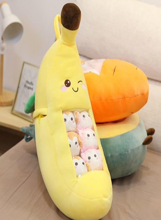 OUKEYI Banana Throw Pillow Fruit Stuffed Toys Banana Plush Pillow Removable Fluffy Creative Gifts for Kids,Kawaii Banana Plush toy Halloween Christmas Decorative Doll Toy Gift - Image 4
