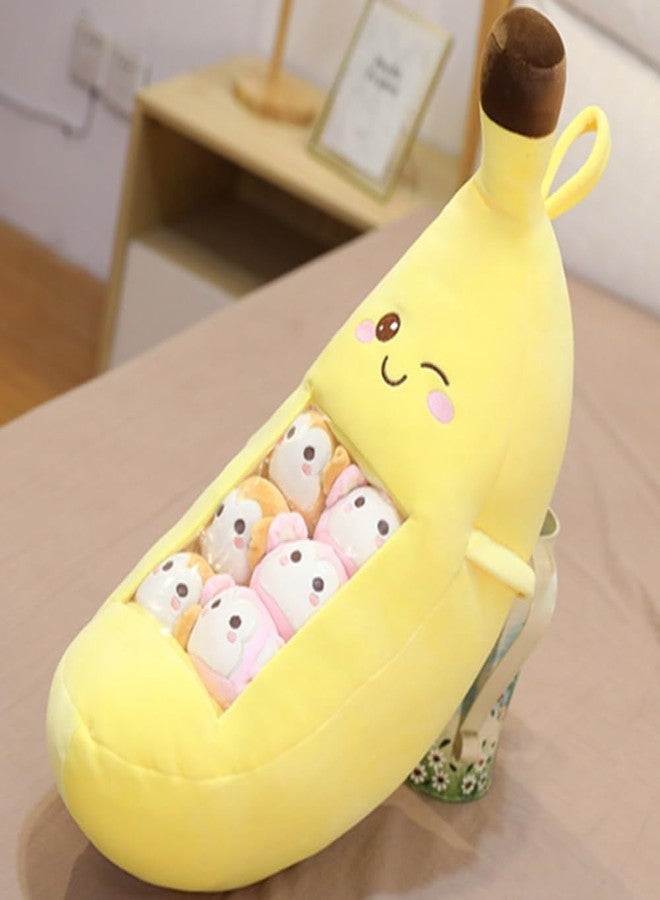OUKEYI Banana Throw Pillow Fruit Stuffed Toys Banana Plush Pillow Removable Fluffy Creative Gifts for Kids,Kawaii Banana Plush toy Halloween Christmas Decorative Doll Toy Gift - Image 1
