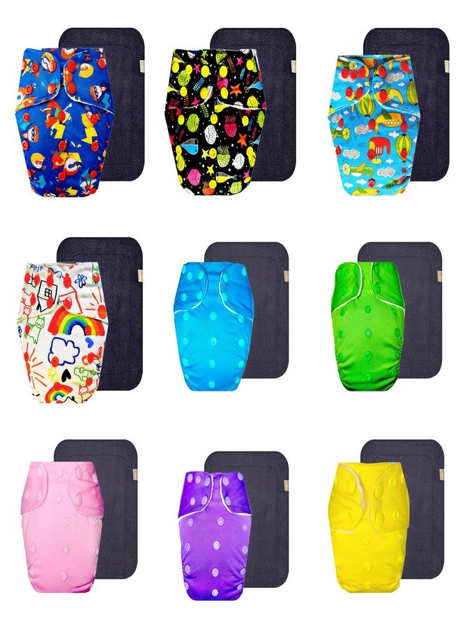 Dumbledo Premium Cloth Diaper with Black Insert (Pack of 9) | Hypoallergenic | Leakproof | Easy to Clean | All-Day Wear | 3 Months - 3 Years | Unisex Baby - Image 1