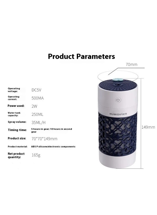 yongsheng Portable Air Humidifier With LED Night Lamp And Mini Fan Blue，Cool Mist Humidifier - for Bedroom, Cars, and More - Auto-Off, Quiet Operation for Improved Indoor Air Quality  - Image 4