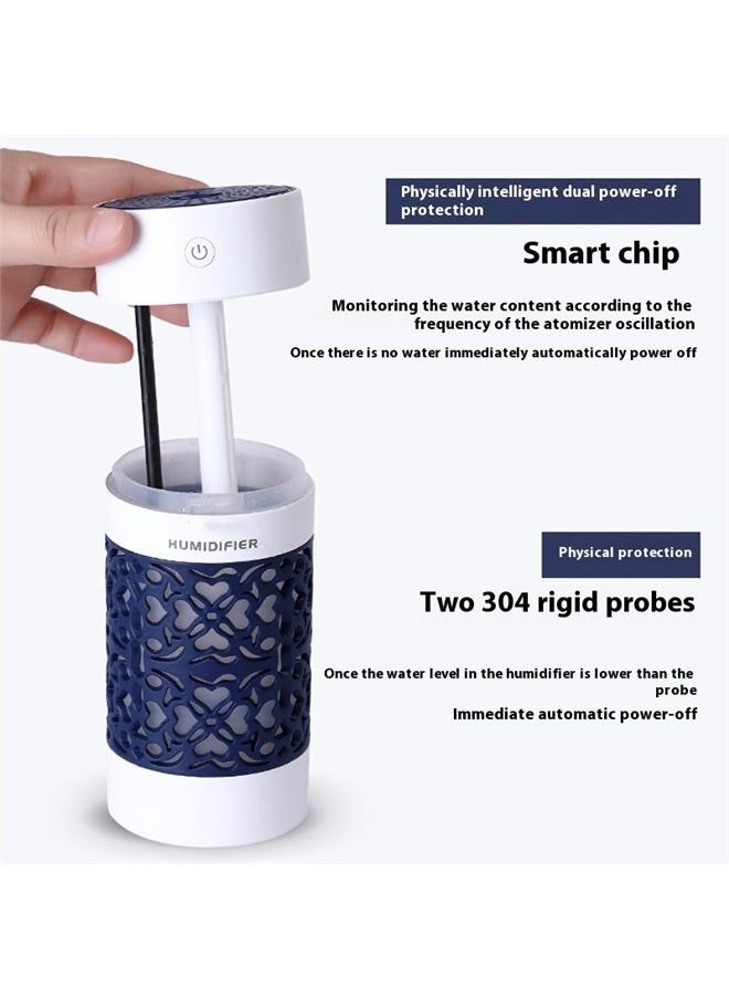 yongsheng Portable Air Humidifier With LED Night Lamp And Mini Fan Blue，Cool Mist Humidifier - for Bedroom, Cars, and More - Auto-Off, Quiet Operation for Improved Indoor Air Quality  - Image 2