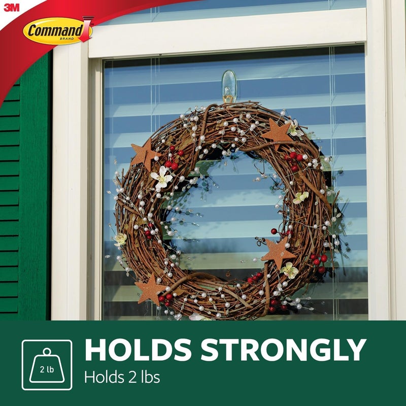 Command Outdoor Medium Window Hooks, Clear, Water-Resistant Adhesive, 5 Hooks, 6 Strips (17091CLRAWVPES) - Image 3