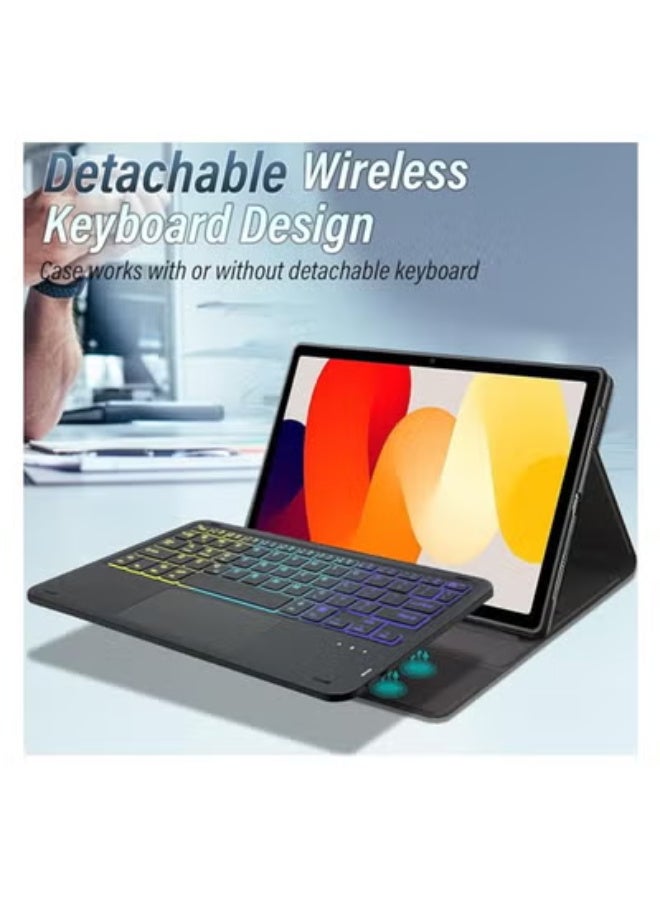 Backlit Touchpad Keyboard Case for Xiaomi Redmi Pad SE 11 inch 2023, 3-Zone Backlit Wireless Trackpad Keyboard with Protective Slim Stand Cover Case for 11” Redmi Pad SE 2023 Release - Image 3