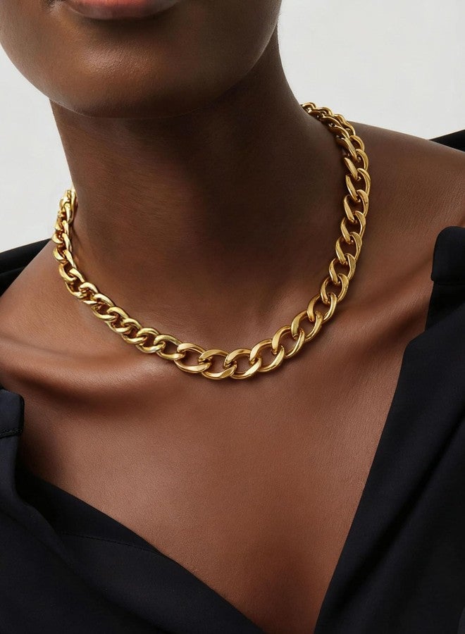 ChainsPro Cuban Link Chain for Women,Stainless Steel Chunky Necklace Silver/Gold Plated Thick Chain Choker, 12/16/20 mm Width,18" and 20" Punk Hip Hop Trendy Non Tarnish Jewelry Gifts, 20 Inches - Image 3