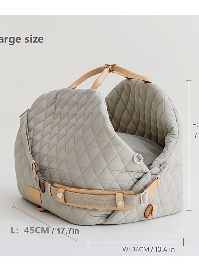Upgraded Gray Green Large Pet Dog Bed Detachable Handbag Car Travel Dual Use Cat Kennel - Image 3