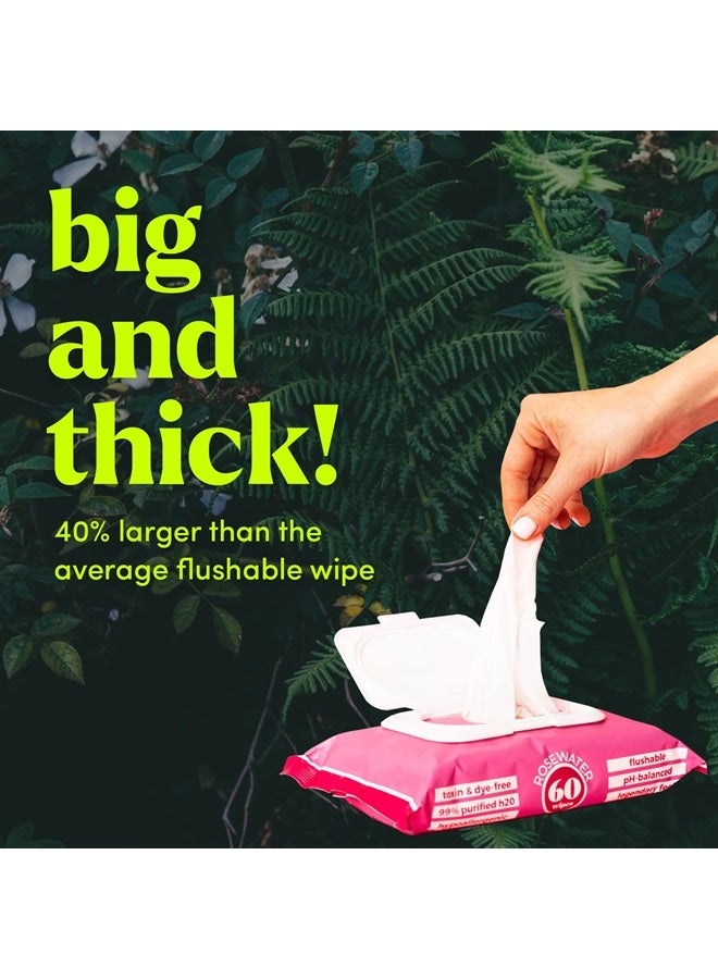 goodwipes Goodwipes Flushable Aloe Butt Wipes, Septic Safe - 360 Count Rosewater Wet Wipes - Image 3