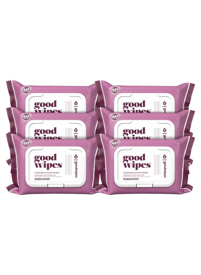 goodwipes Goodwipes Flushable Aloe Butt Wipes, Septic Safe - 360 Count Rosewater Wet Wipes - Image 1