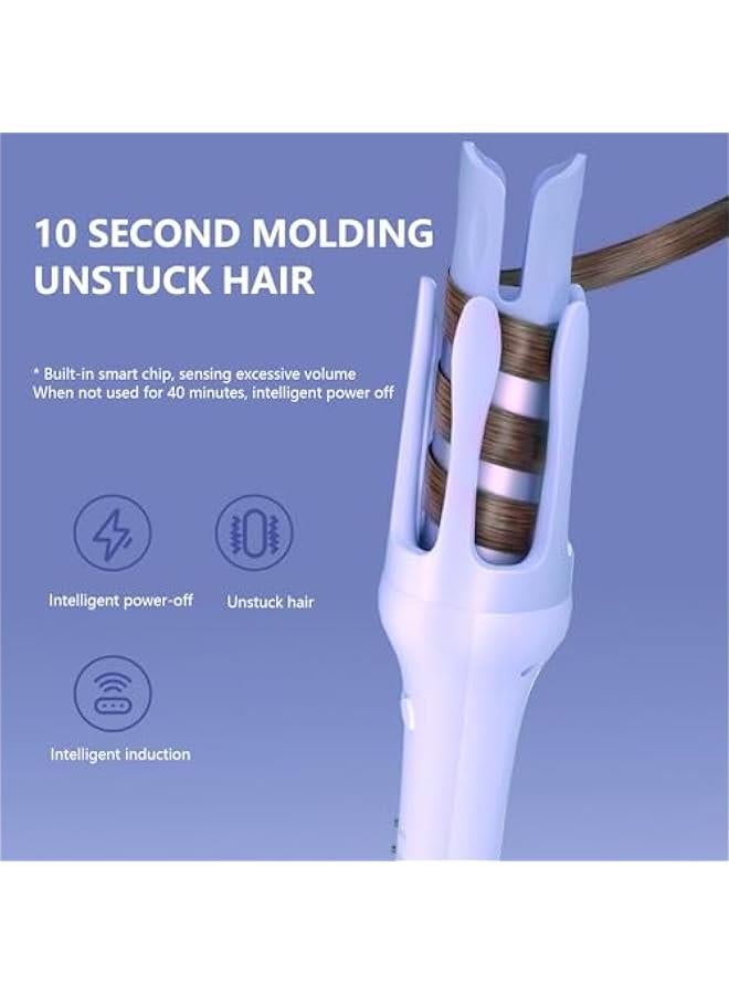 Generic Automatic Curling Iron, Auto Hair Curler, Anti-Tangle Rotating Curling Iron Wand with 4 Temperature & 3 Timer, Automatic Shut-Off, Detangle & Scald-Free, Fast Heating for Hair Styling (Blue)  - Image 4
