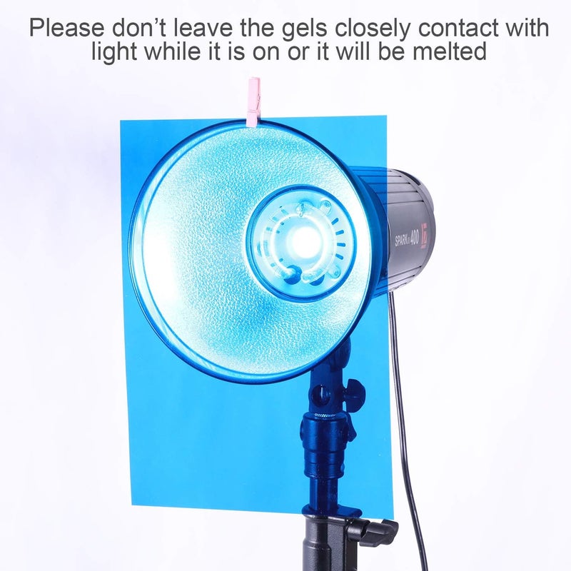 Pangda 9 Pack Christmas Gel Light Filter Blue Lighting Gel Sheets Colored Film to Cover Lights Plastic Colored Overlays Correction, 1.7 by 8.3 Inches for Film, Video, Photo, Stage - Image 2