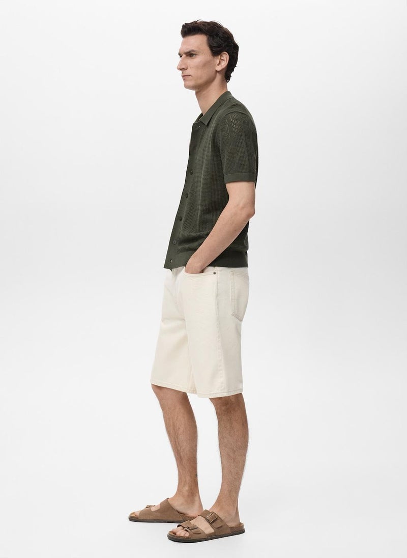 Mango Man Striped Openwork Shirt  - Image 3