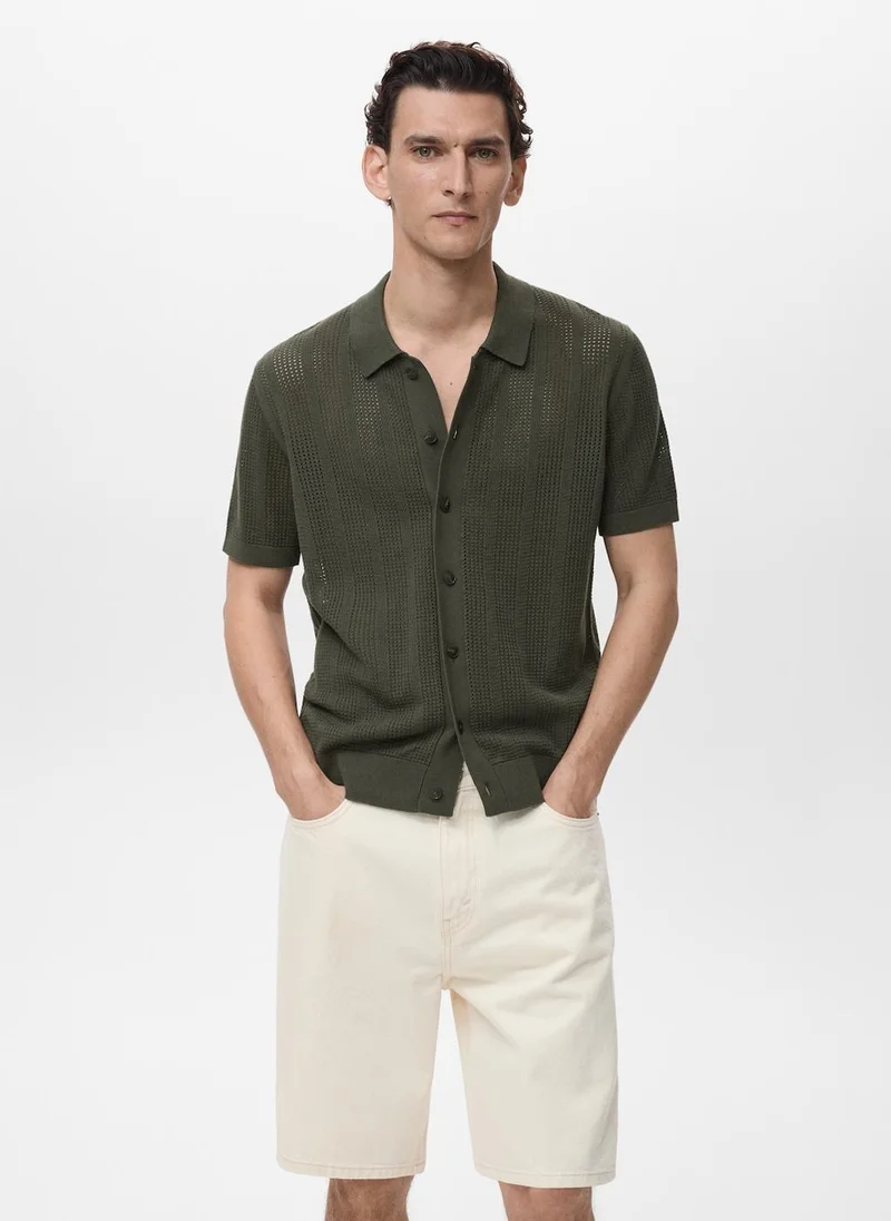 مانجو مان Striped Openwork Shirt