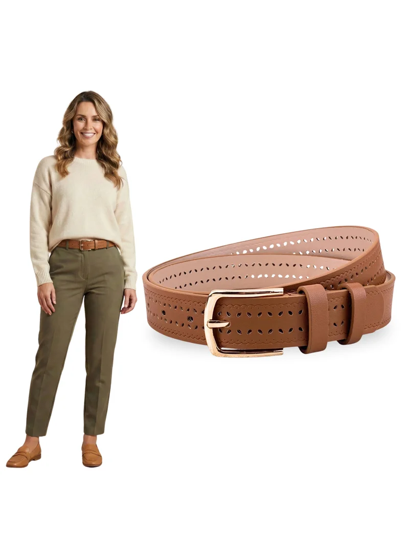 Classic Milano Classic Milano Women's Belt with Gift Box; Faux Leather Ladies Belt for Dresses, Jeans & Gowns; Stylish Womens Belt; Adjustable Girls Belt; Belt for Women | Full Length: 110 CM (Free Size - Fits up to the waist of 40 Inches / 100 CM)