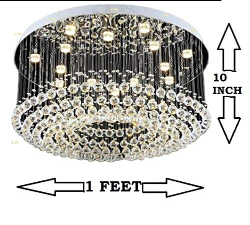 CRYSTA WORLD 4-Lights Chandelier K9 Crystal Chandelier Light Fixture,Modern Flush Mount Ceiling Light Fixtures Raindrop Chandelier-AC/DC,H10 x D12 - Image 2