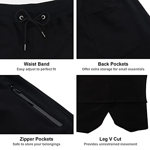 PIDOGYM Men's 5" Gym Workout Shorts,Fitted Jogging Short Pants for Bodybuilding Running Training with Zipper Pockets Black - Image 4