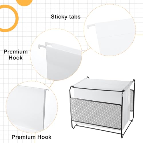 Tellingyou 25 Count White Hanging File Folders with Adhesive Tabs, Letter Size, Reinforced Hanging Folders Organizer, Standard Organizer for Filing Cabinet Home Office Desktop(11.6 x 9 Inch) - Image 3