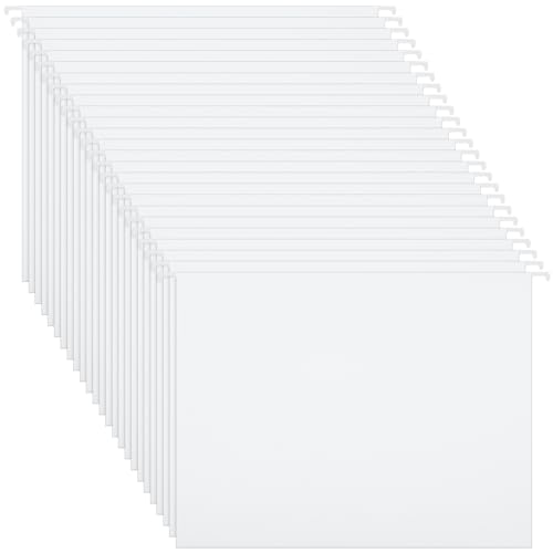 Tellingyou 25 Count White Hanging File Folders with Adhesive Tabs, Letter Size, Reinforced Hanging Folders Organizer, Standard Organizer for Filing Cabinet Home Office Desktop(11.6 x 9 Inch) - Image 1