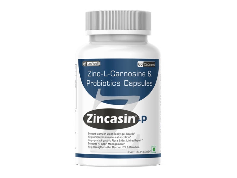 Zincasin -P Zinc Carnosine, Prebiotics & Probiotics Supplement | Lactobacillus plantarum, L. acidophilus, L rhamnosus, L reuteri, B. longum, Fructo Oligosaccharides (FOS) | Leaky Gut, IBS, IBD, Blend for Gut Health & Digestion - 60 Capsules - Image 4