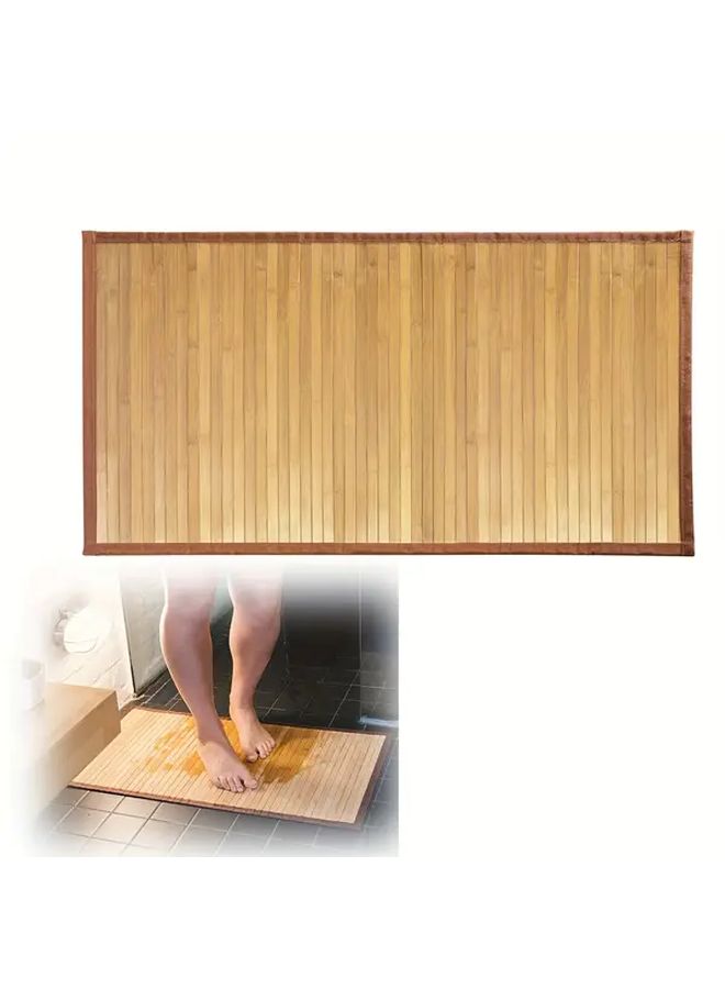 Non Slip Bamboo Bath Mat For Shower Bathtub Spa Sauna Outdoor Floor - Image 3