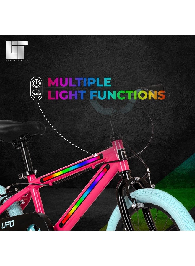 LiT UFO 16-Inch Kids Bicycle with Training Wheels | Hot Pink Bike for Girls Ages 46 | Adjustable Seat & Handlebar | Coaster Brake & Chain Guard | Bell Included | Beginner Ride Confidence | LT3001 - Image 3