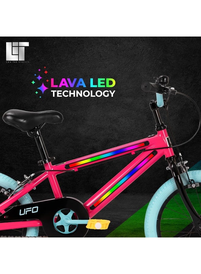 LiT UFO 16-Inch Kids Bicycle with Training Wheels | Hot Pink Bike for Girls Ages 46 | Adjustable Seat & Handlebar | Coaster Brake & Chain Guard | Bell Included | Beginner Ride Confidence | LT3001 - Image 5
