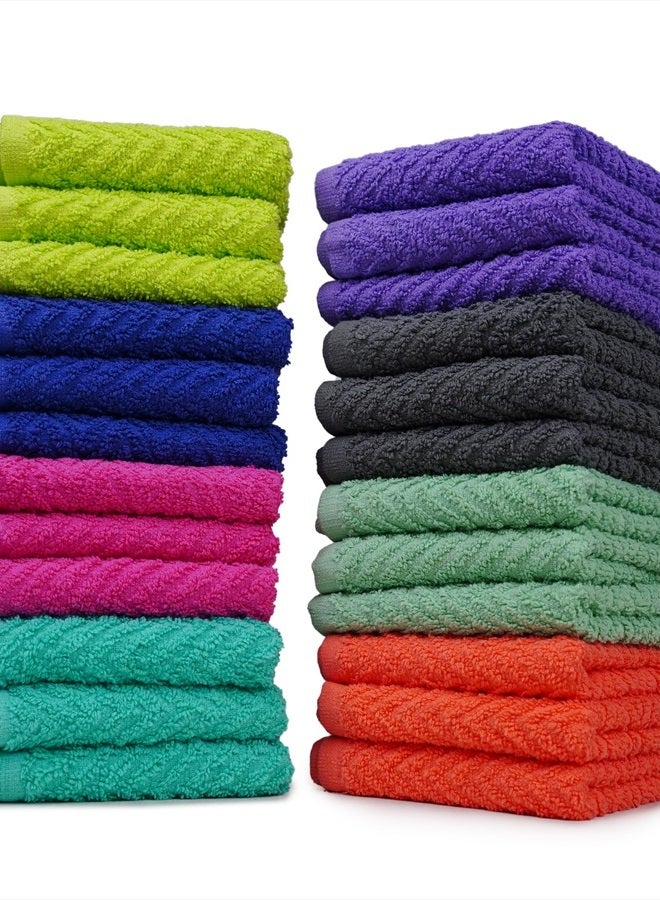 ZUPERIA Zigzag Wash Cloth -24 Pack -12" x 12"- Highly Absorbent Soft Washcloths for Face, Gym Towels, Hotel Spa Quality, Reusable Multipurpose Towels (Assorted) - Image 1