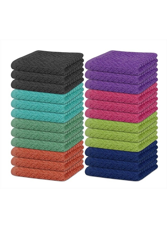 ZUPERIA Zigzag Wash Cloth -24 Pack -12" x 12"- Highly Absorbent Soft Washcloths for Face, Gym Towels, Hotel Spa Quality, Reusable Multipurpose Towels (Assorted) - Image 2