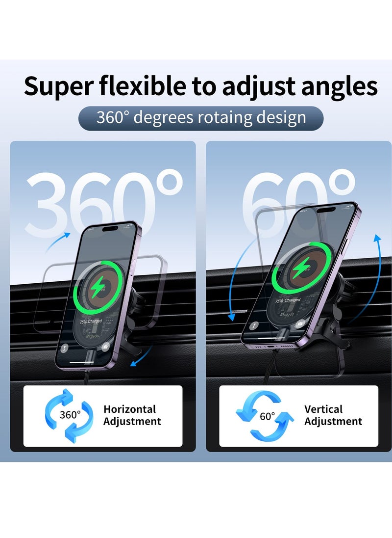 Generic - MagSafe Magnetic Wireless Car Charger Holder for iPhone - 15W Fast Charging Vent Mount for iPhone 14/14 Pro/14 Max/13/13 Pro/13 Pro Max/12/12 Pro/Mini - Gray Car Accessories - Image 1