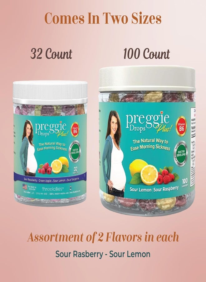 Three Lollies Preggie Pop Drops Plus with Vitamin B6 for Pregnancy Nausea Relief, Morning Sickness Candy with Essential Oils for Pregnant Women – Sour Lemon & Sour Raspberry, 100 Count - Image 5
