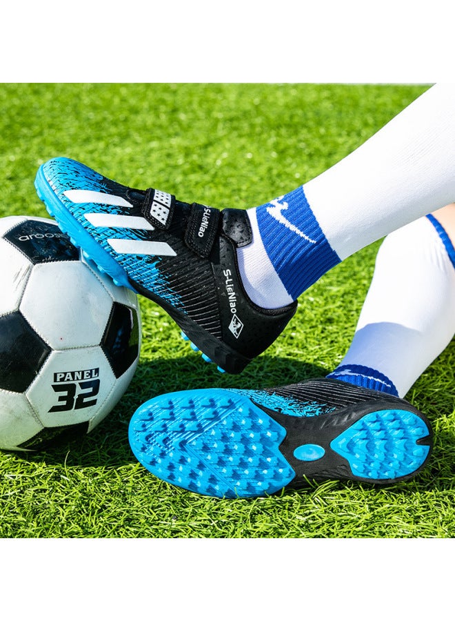X19 Black And Blue Nails Primary School Children's Football Shoes Broken Nail Spikes Outdoor Training Non-slip Sports Football Shoes Broken Nail Spikes
