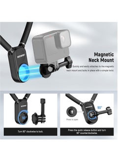 Neewer Magnetic Neck Mount Holder with Phone Clip Compatible with GoPro Hero 12 11 10 MAX DJI Action 4 Insta360 iPhone Samsung, Quick Release POV Action Camera Necklace Mounting Vlog Aceessories, GP15  - Image 4