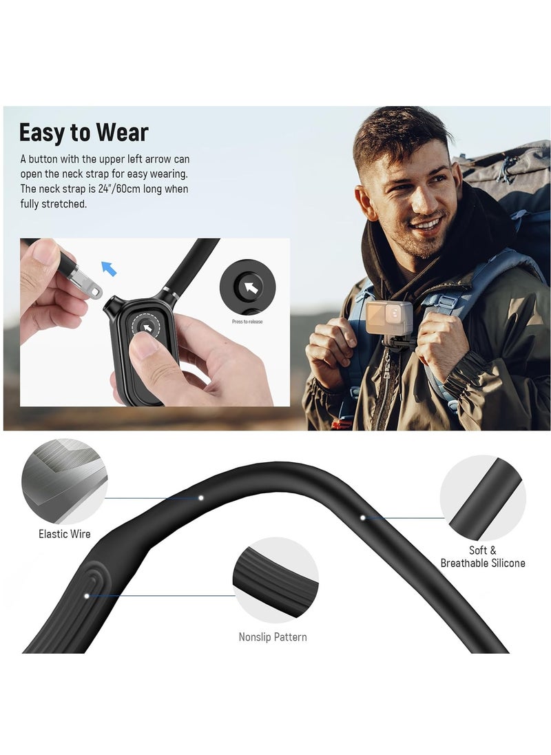 Neewer Magnetic Neck Mount Holder with Phone Clip Compatible with GoPro Hero 12 11 10 MAX DJI Action 4 Insta360 iPhone Samsung, Quick Release POV Action Camera Necklace Mounting Vlog Aceessories, GP15  - Image 3